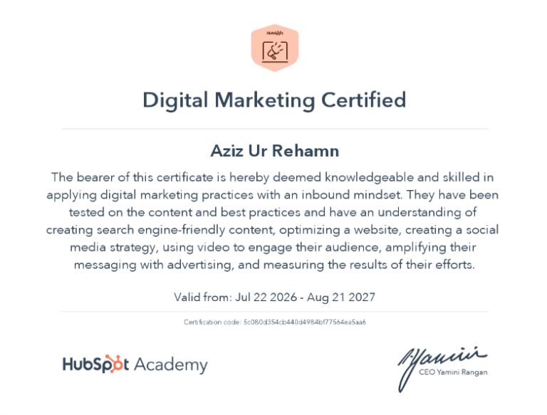 HubSpot Digital Marketing certification