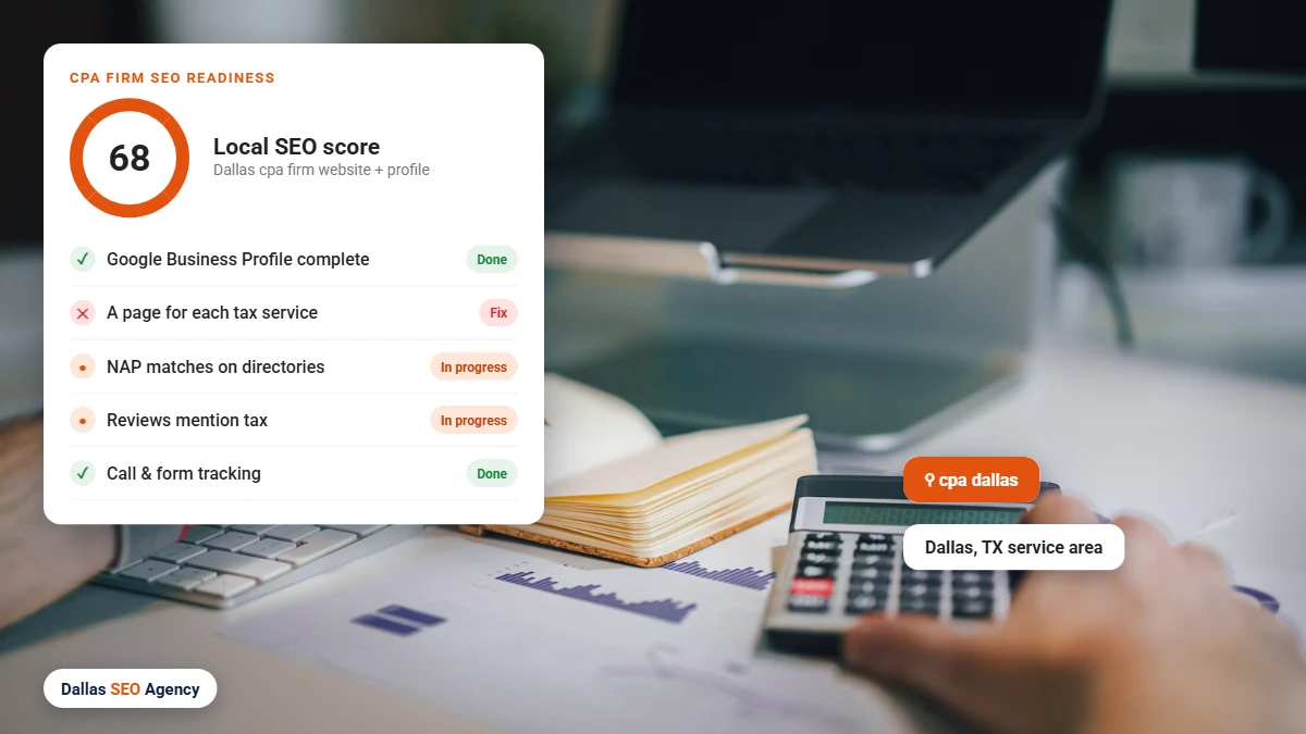 Cpa SEO Dallas readiness checklist for a Dallas cpa firm website and Google profile