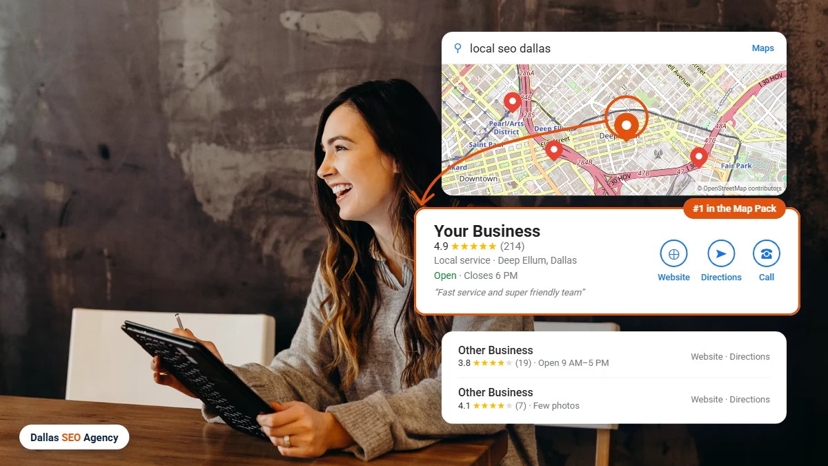 Dallas local SEO Google Maps local pack with your business ranked #1