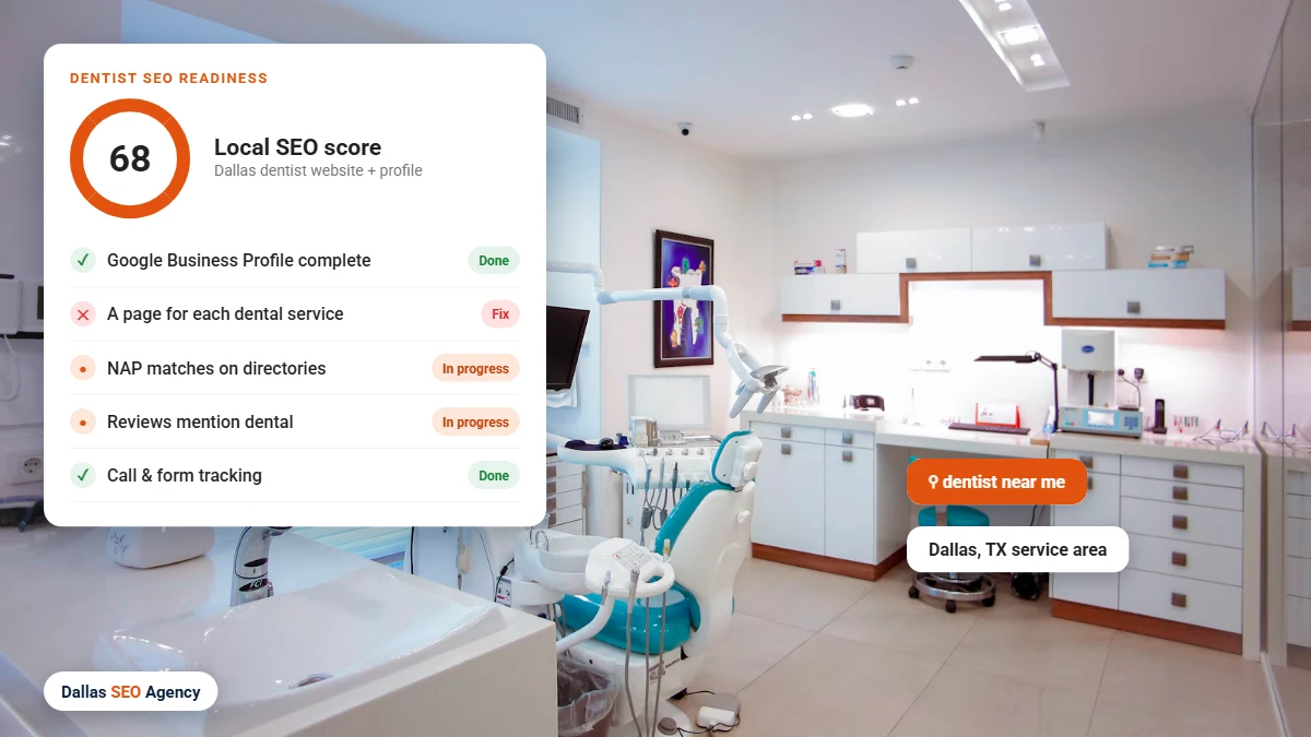 Dentist SEO Dallas readiness checklist for a Dallas dentist website and Google profile
