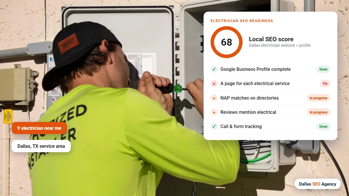 Electrician SEO Dallas readiness checklist for a Dallas electrician website and Google profile