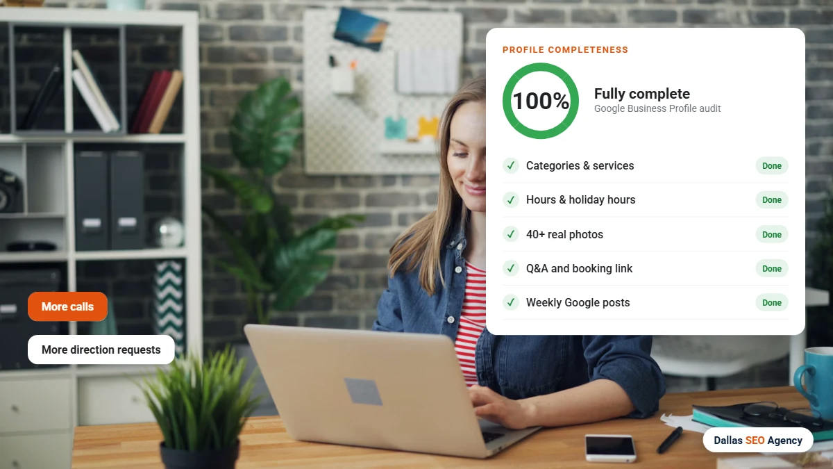 Google Business Profile Dallas completeness checklist at 100 percent