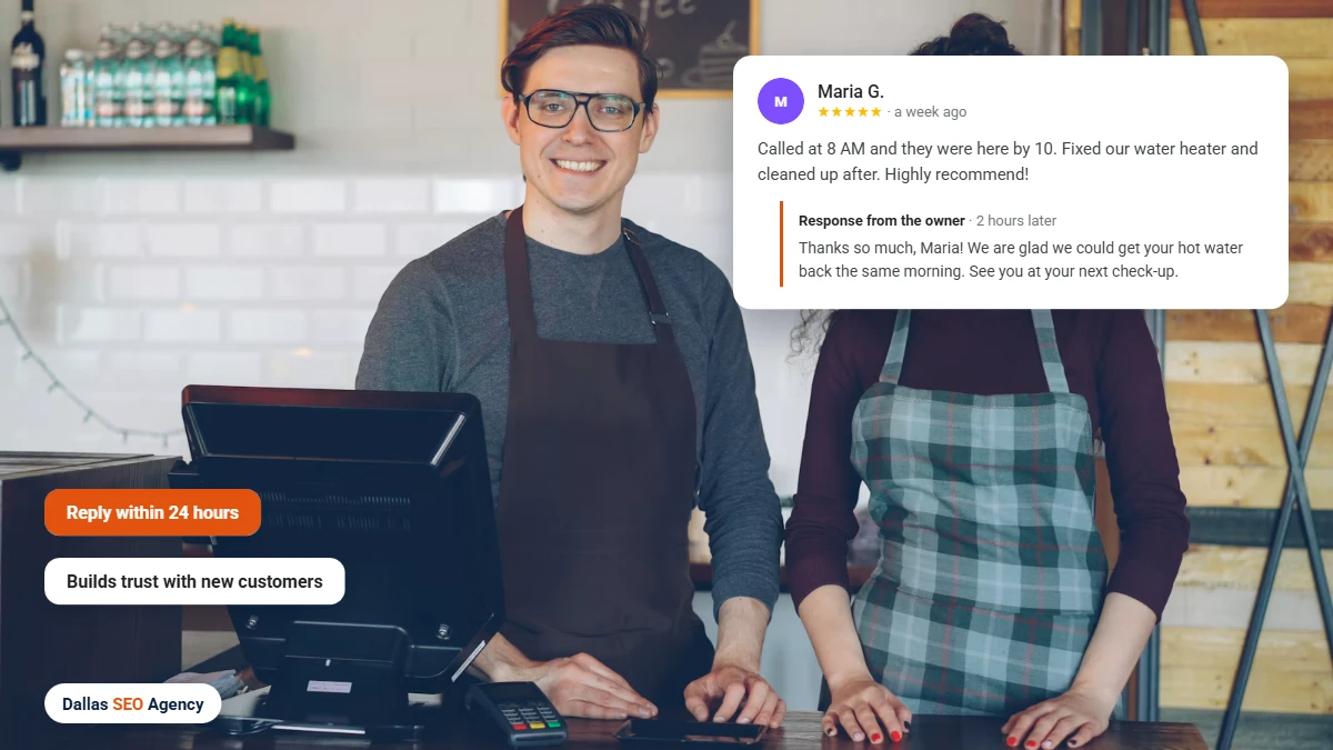 Google Business Profile Dallas review reply example from a local business owner