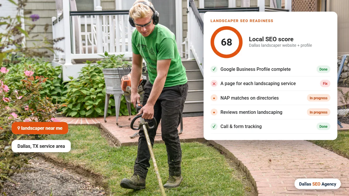 Landscaper SEO Dallas TX readiness checklist for a Dallas landscaper website and Google profile