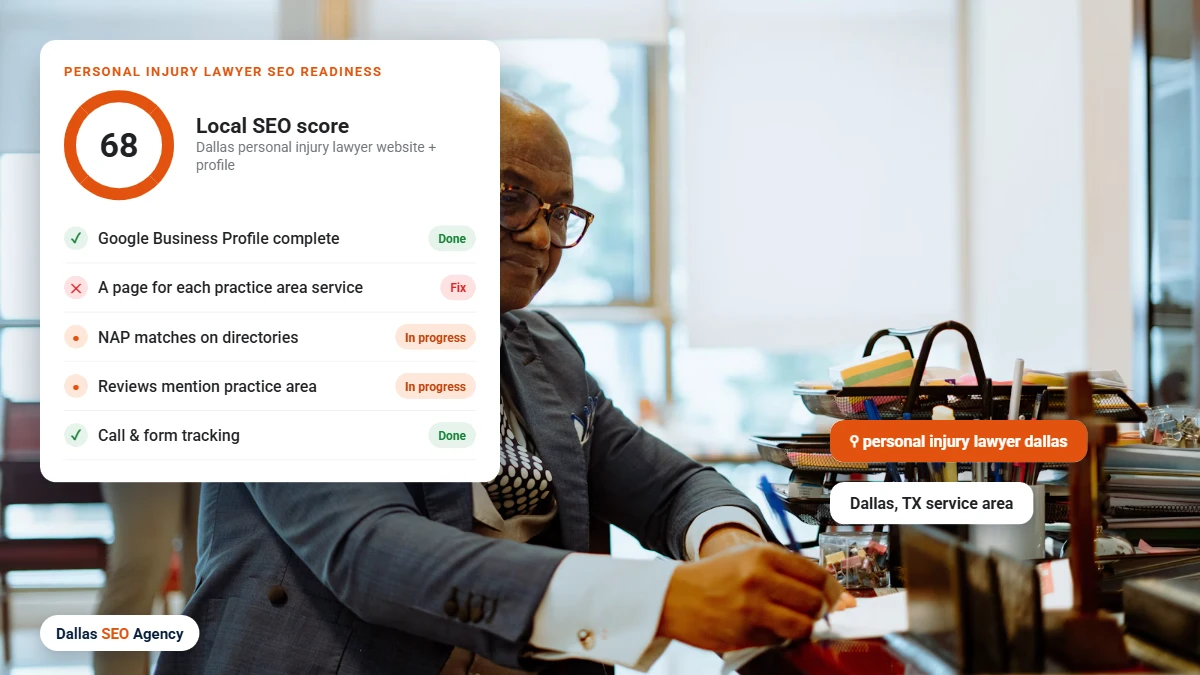 Law Firm SEO Dallas readiness checklist for a Dallas personal injury lawyer website and Google profile