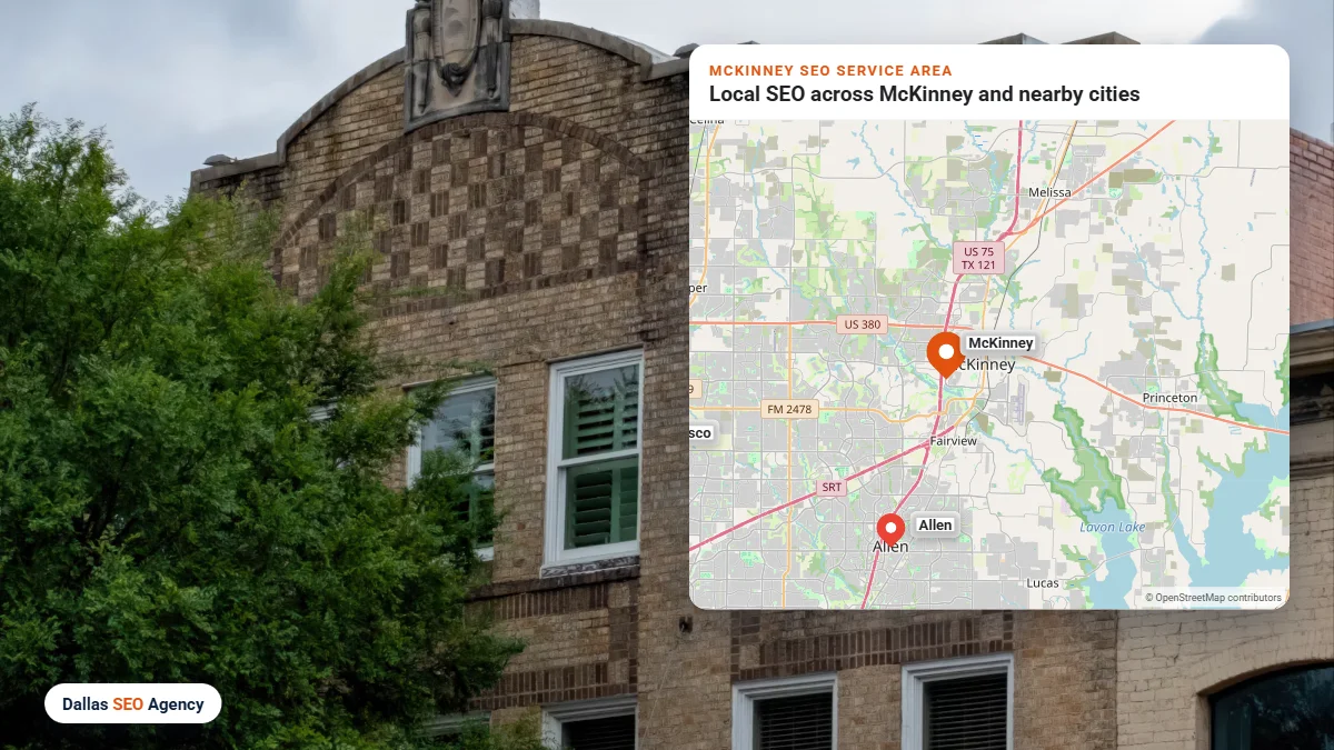 Mckinney TX SEO Agency service area map covering McKinney and nearby DFW cities