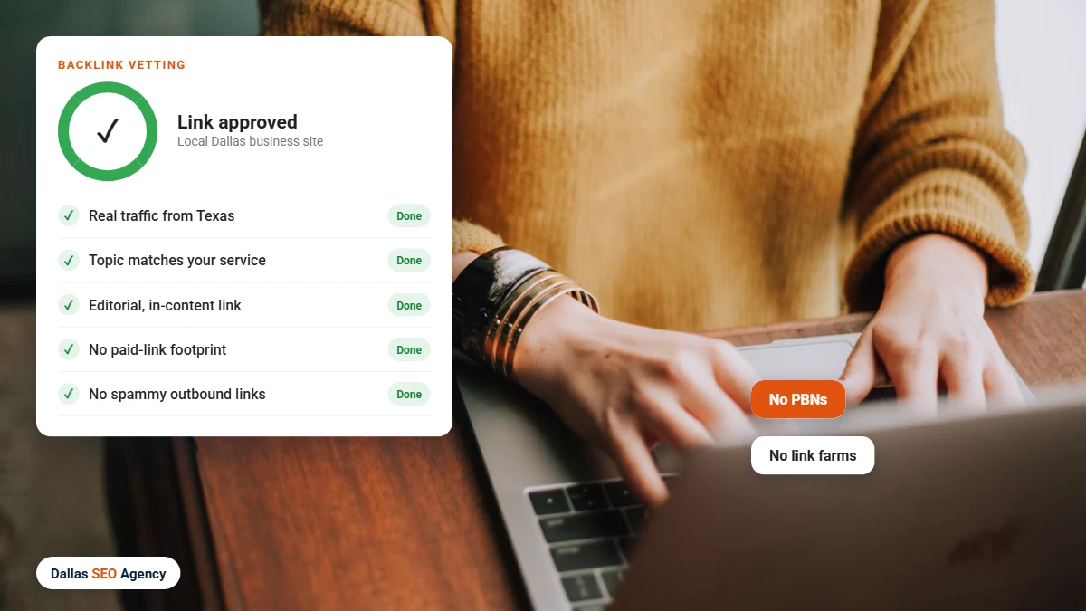 Off-page SEO Dallas backlink quality vetting checklist