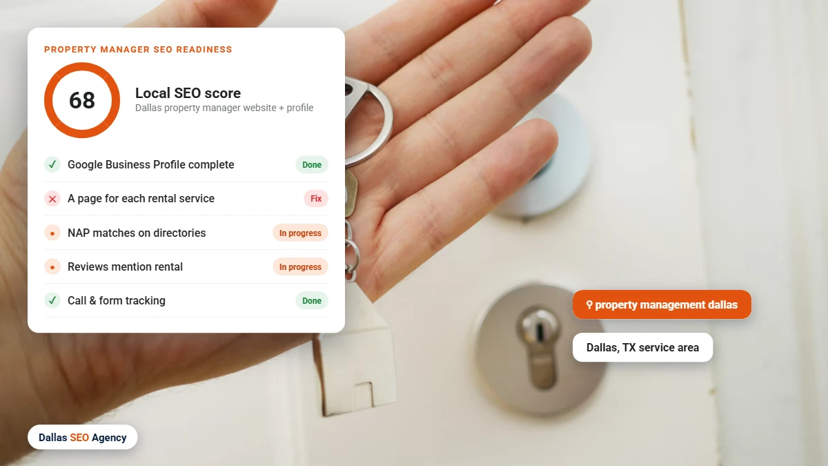 Property Management SEO Dallas readiness checklist for a Dallas property manager website and Google profile
