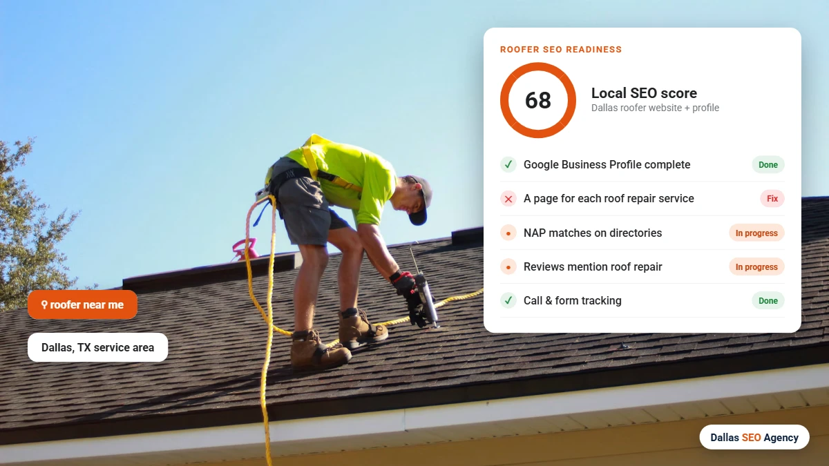 Roofing SEO Dallas readiness checklist for a Dallas roofer website and Google profile