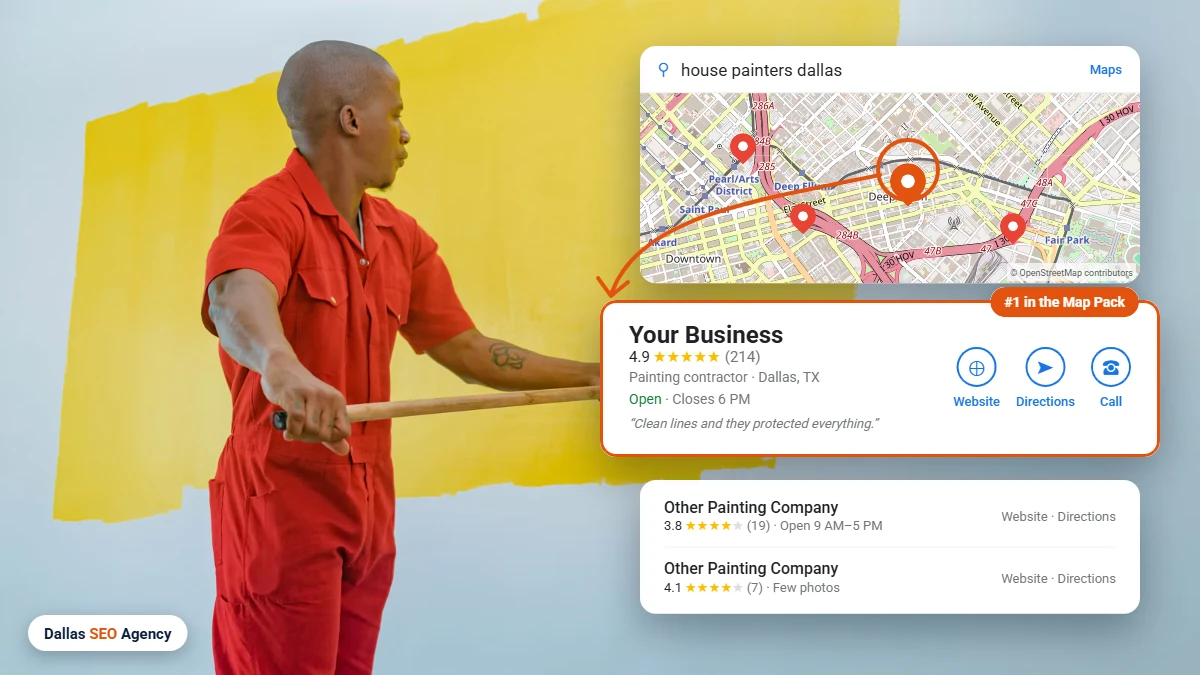 SEO For Painting Companies In Dallas example: painting company ranking #1 in the Dallas Google Maps local pack